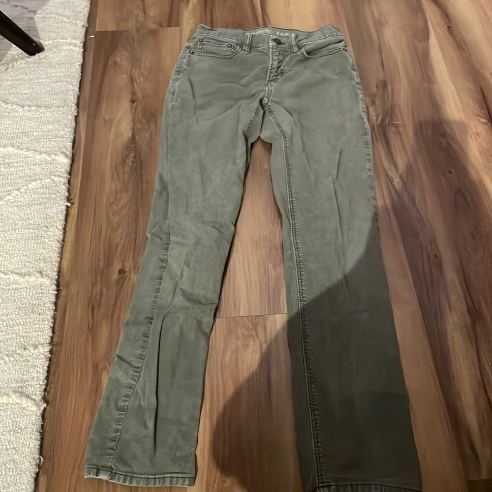 American Eagle navy green corduroy pants.